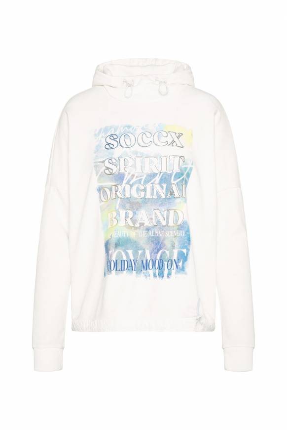 Soccx Sweatshirt Mit Kapuze Und Print Artwork Ivory