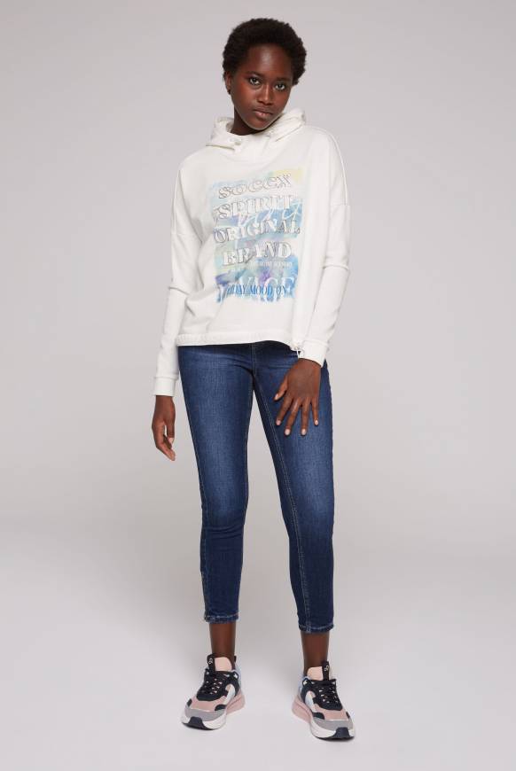 Soccx Sweatshirt Mit Kapuze Und Print Artwork Ivory