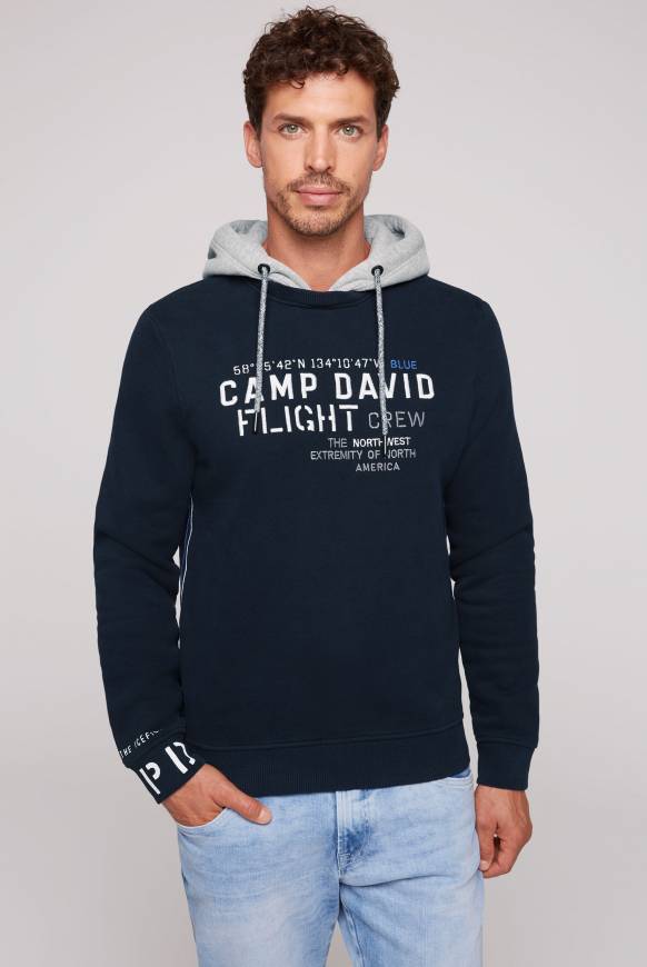 Soccx Sweatshirt mit Kontrastkapuze und Logo-Stickereien blue navy