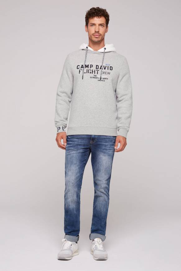 Soccx Sweatshirt Mit Kontrastkapuze Und Logo-Stickereien Granite Melange