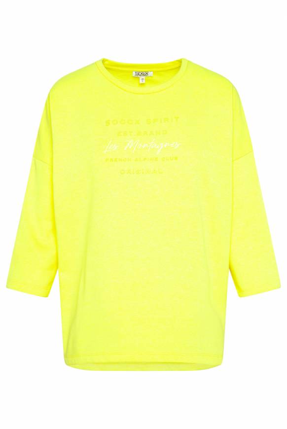 Soccx Sweatshirt Mit Tonigen Rubber Prints Yellow Lime