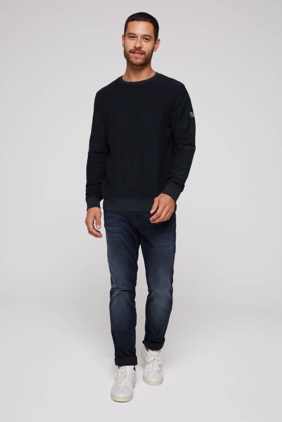 Soccx Sweatshirt Reversed Mit Patch-Print Blue Navy