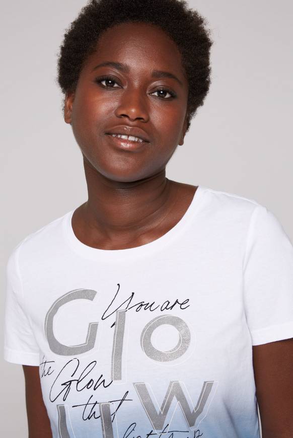 Soccx T-Shirt Dip Dye Mit Glitter Wording Airy Blue