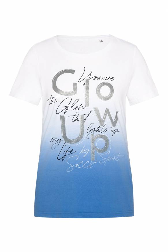 Soccx T-Shirt Dip Dye Mit Glitter Wording Airy Blue
