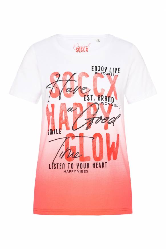 Soccx T-Shirt Dip Dye Mit Glitter Wording Neon Pink