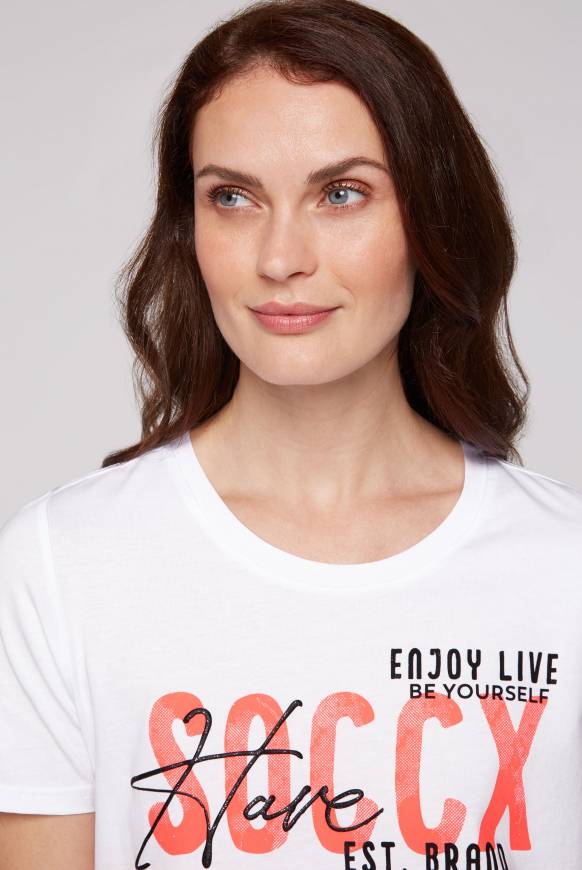 Soccx T-Shirt Dip Dye Mit Glitter Wording Neon Pink