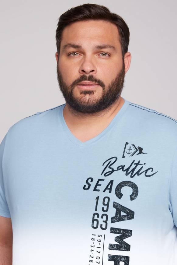 Soccx T-Shirt Dip Dye Mit Senkrechtem Logo Artwork Summer Blue