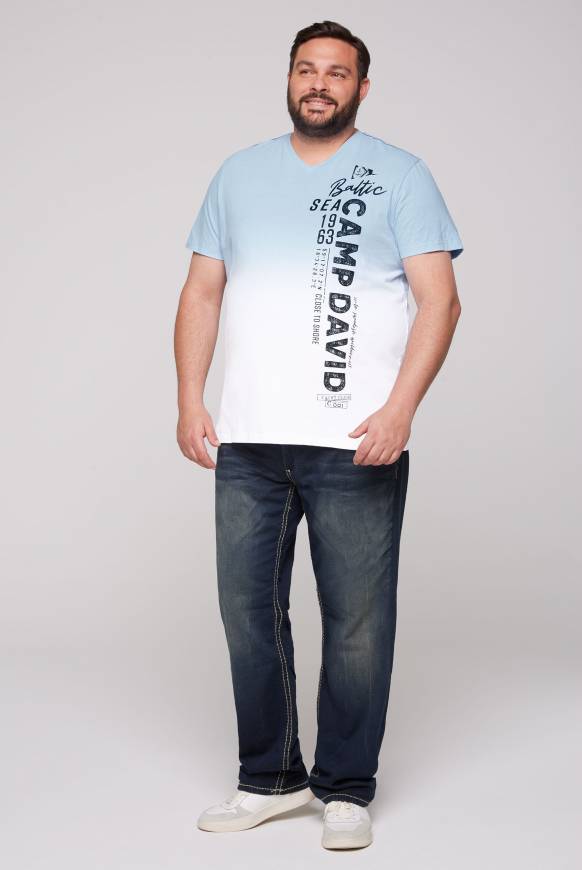 Soccx T-Shirt Dip Dye Mit Senkrechtem Logo Artwork Summer Blue