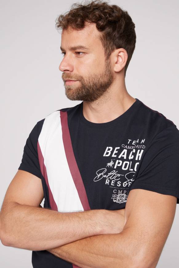 Soccx T-Shirt Mit Color-Blocking Und Artwork Blue Navy