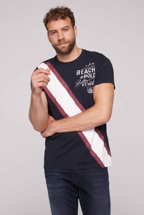 Soccx T-Shirt mit Color-Blocking und Artwork blue navy