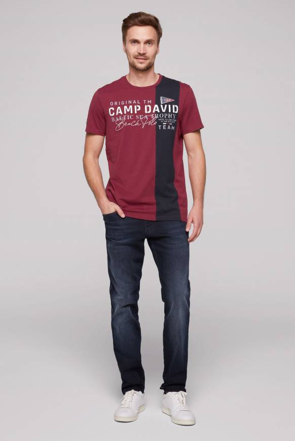 Soccx T-Shirt Mit Color-Blocking Und Artwork Burgundy