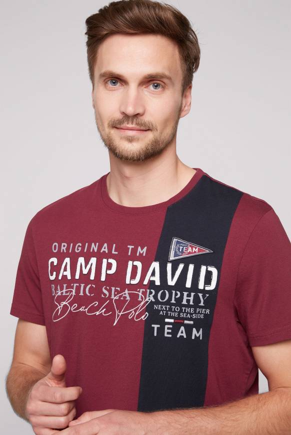Soccx T-Shirt Mit Color-Blocking Und Artwork Burgundy