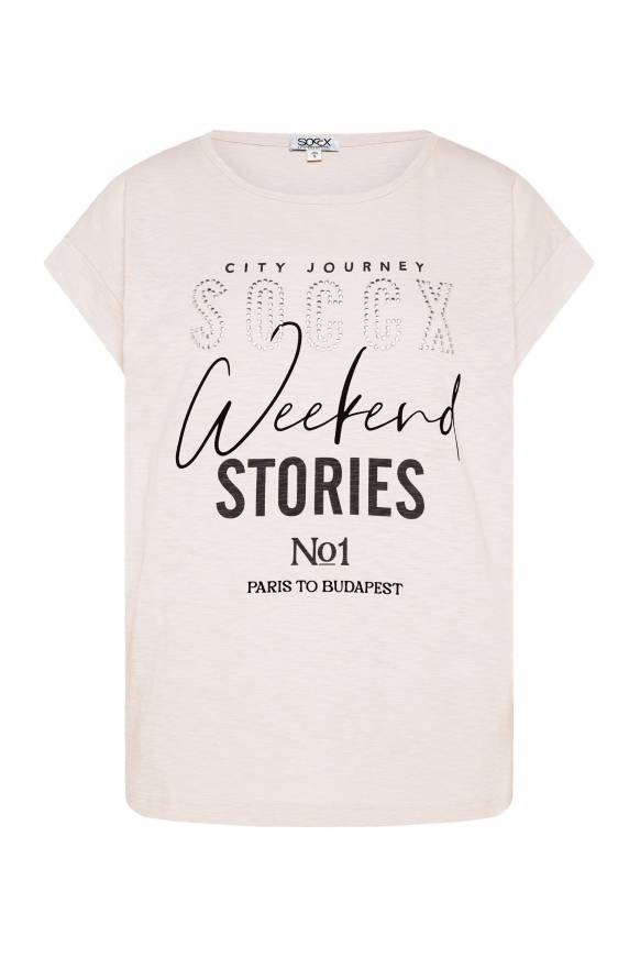 Soccx T-Shirt Mit Logo Aus Schmucknieten Stone Beige