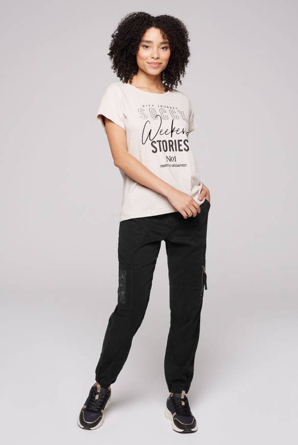 Soccx T-Shirt Mit Logo Aus Schmucknieten Stone Beige