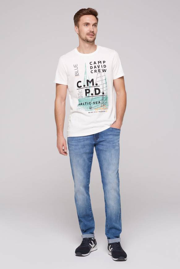 Soccx T-Shirt Mit Photoprint Und Rubber-Details Ivory