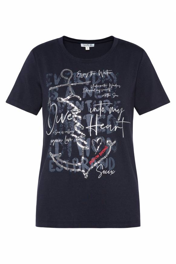 Soccx T-Shirt Mit Print Und Pailletten-Artwork Deep Sea S