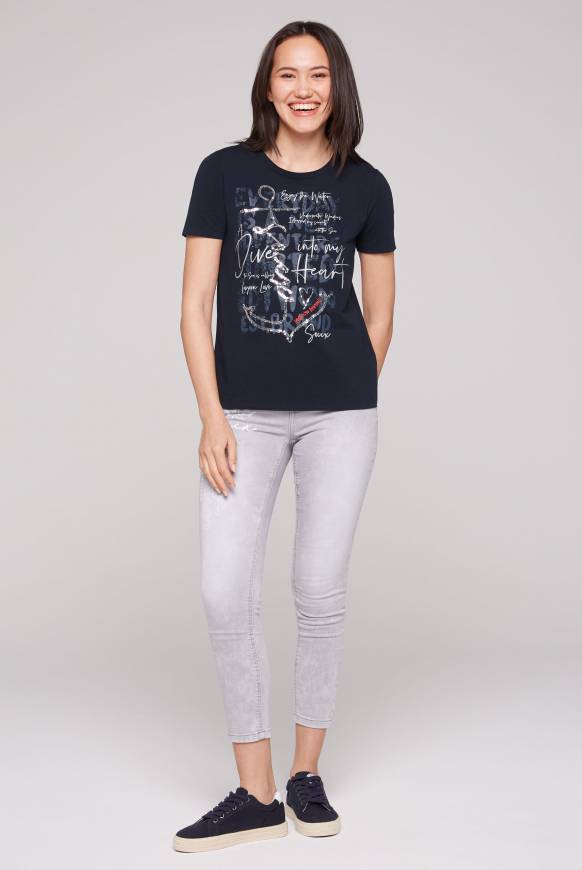 Soccx T-Shirt Mit Print Und Pailletten-Artwork Deep Sea S