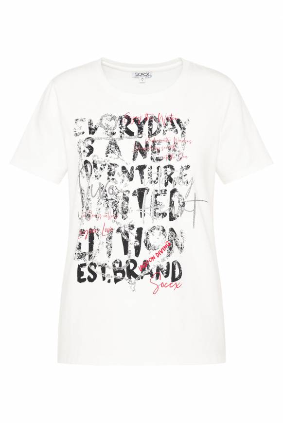 Soccx T-Shirt Mit Print Und Pailletten-Artwork Ivory