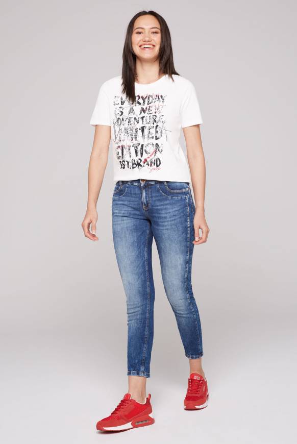 Soccx T-Shirt Mit Print Und Pailletten-Artwork Ivory