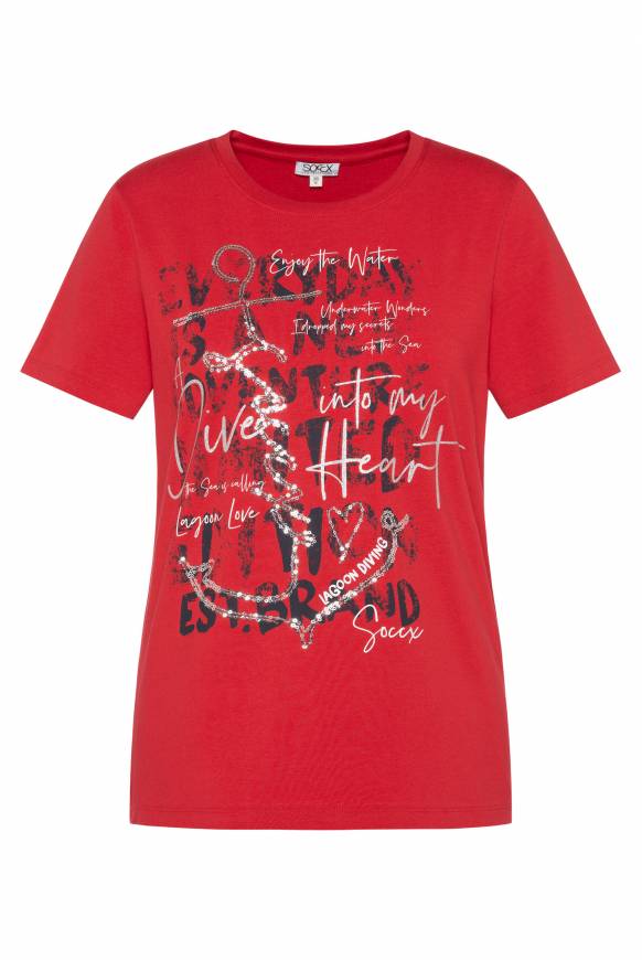 Soccx T-Shirt Mit Print Und Pailletten-Artwork Royal Red