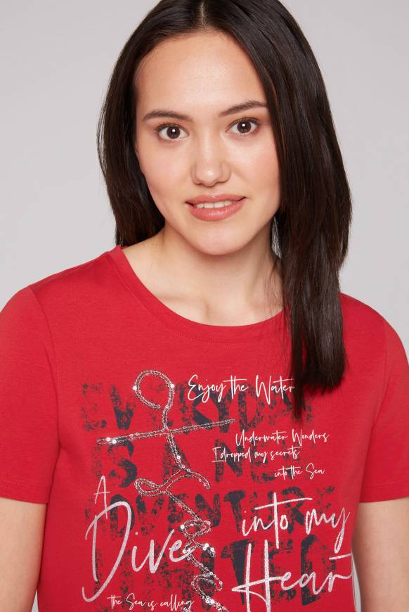 Soccx T-Shirt Mit Print Und Pailletten-Artwork Royal Red