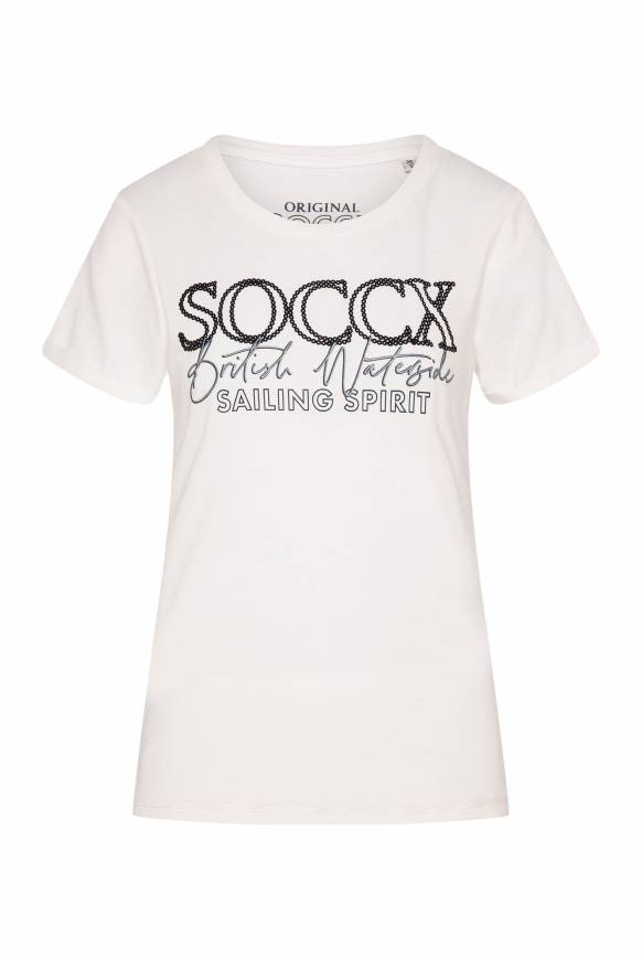Soccx T-Shirt Mit Rundhalsausschnitt Und Glitter Print Ivory