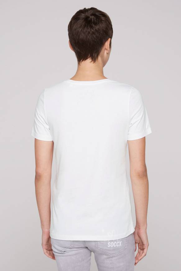 Soccx T-Shirt Mit Rundhalsausschnitt Und Logo Print Opticwhite M