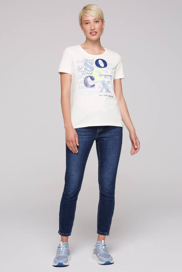 Soccx T-Shirt Mit Rundhalsausschnitt Und Print Ivory