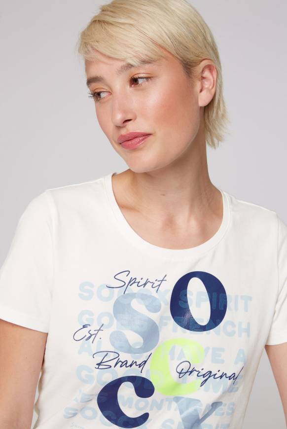 Soccx T-Shirt Mit Rundhalsausschnitt Und Print Ivory