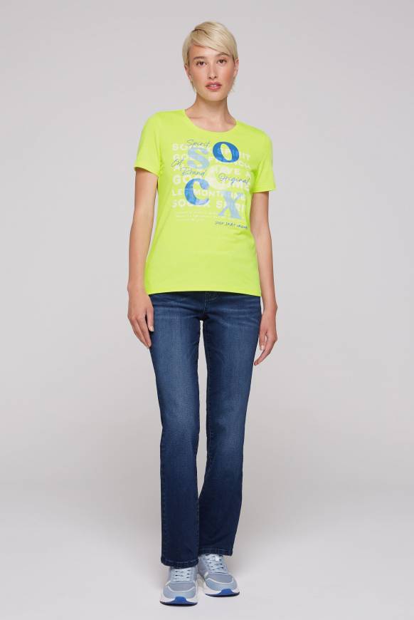 Soccx T-Shirt Mit Rundhalsausschnitt Und Print Yellow Lime