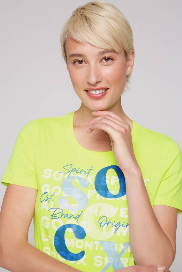 Soccx T-Shirt Mit Rundhalsausschnitt Und Print Yellow Lime