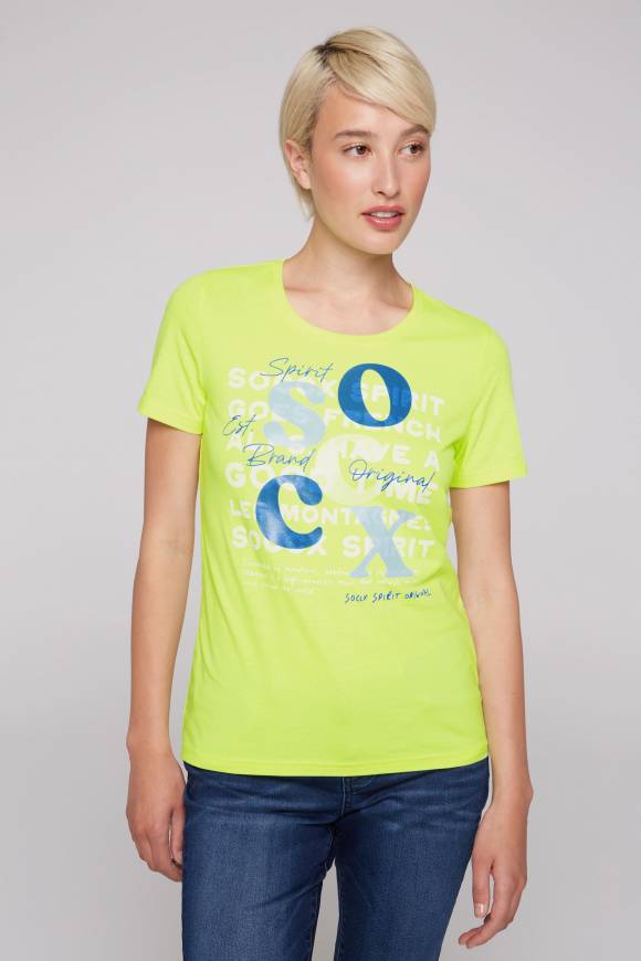 Soccx T-Shirt mit Rundhalsausschnitt und Print yellow lime