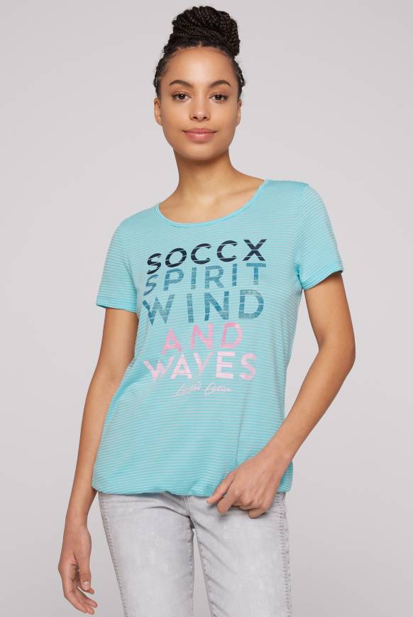 Soccx T-Shirt mit tonigen Streifen und Glitter Print coast blue