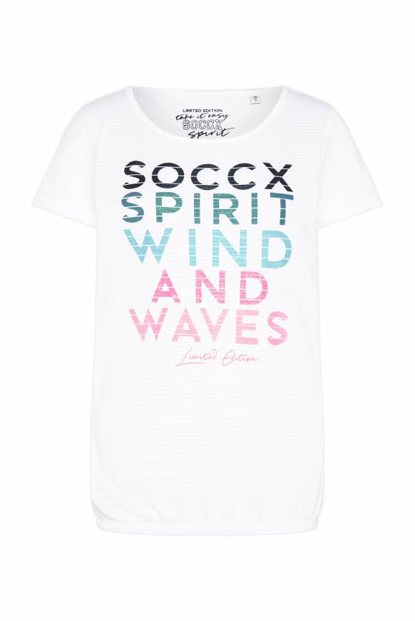 Soccx T-Shirt Mit Tonigen Streifen Und Glitter Print Opticwhite