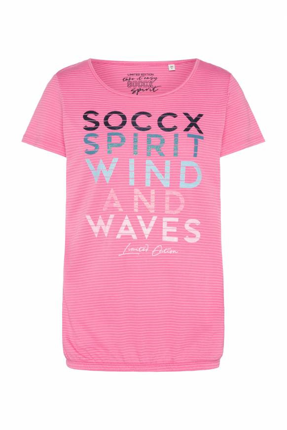 Soccx T-Shirt Mit Tonigen Streifen Und Glitter Print Pink Punch
