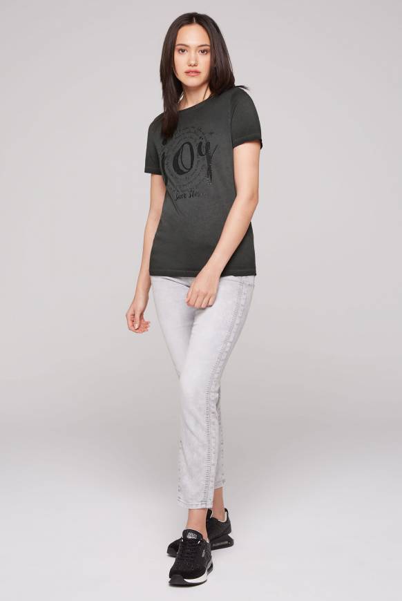 Soccx T-Shirt Mit U-Boot-Ausschnitt Und Artwork Black