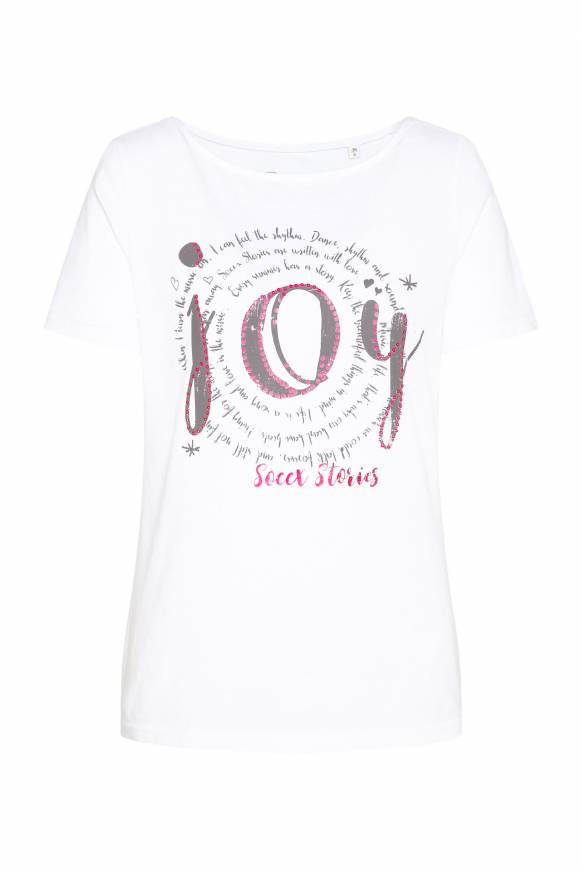 Soccx T-Shirt Mit U-Boot-Ausschnitt Und Artwork Opticwhite