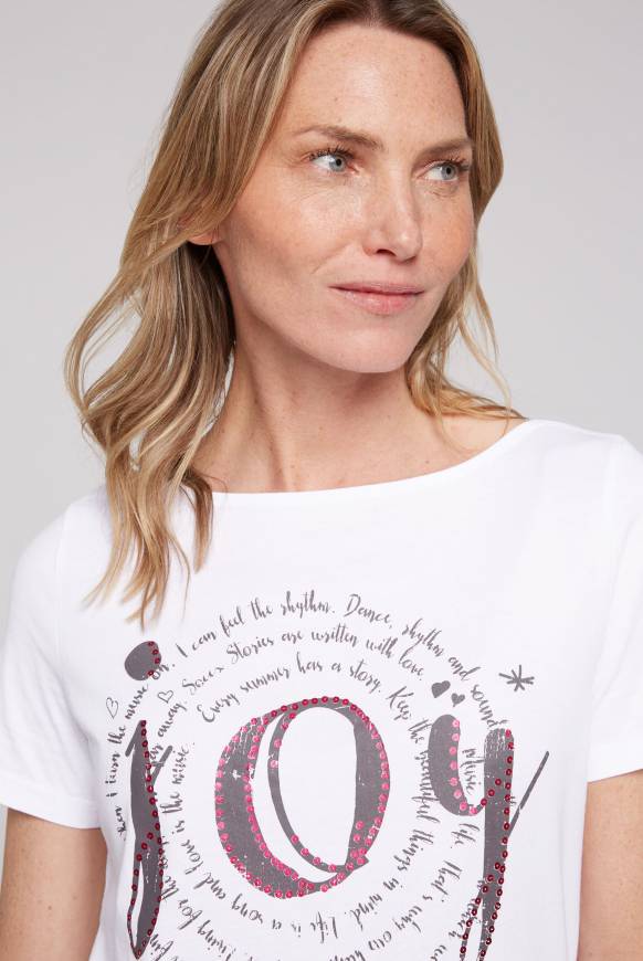 Soccx T-Shirt Mit U-Boot-Ausschnitt Und Artwork Opticwhite