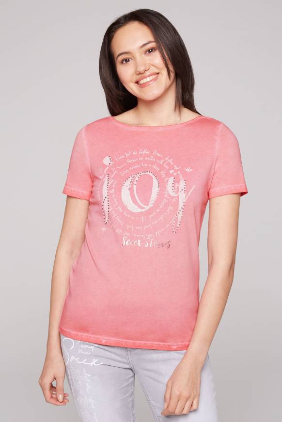 Soccx T-Shirt mit U-Boot-Ausschnitt und Artwork sunrise