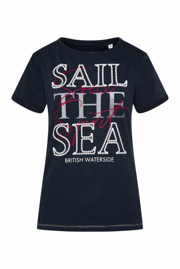 Soccx T-Shirt Mit U-Boot-Ausschnitt Und Glossy-Pailletten-Print Blue Navy