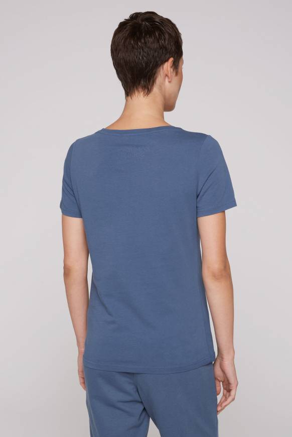 Soccx T-Shirt Mit U-Boot-Ausschnitt Und Label Print Blue Haze