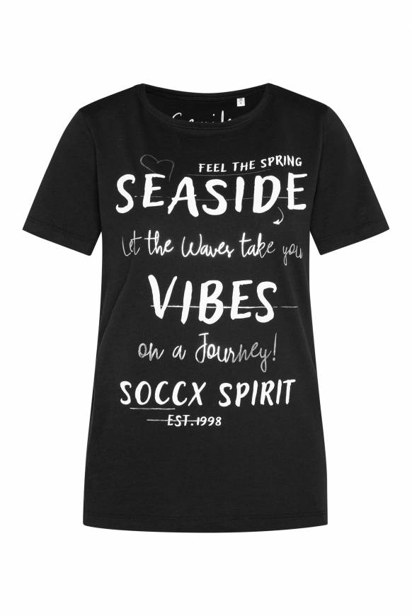 Soccx T-Shirt Mit U-Boot-Ausschnitt Und Wording Print Black