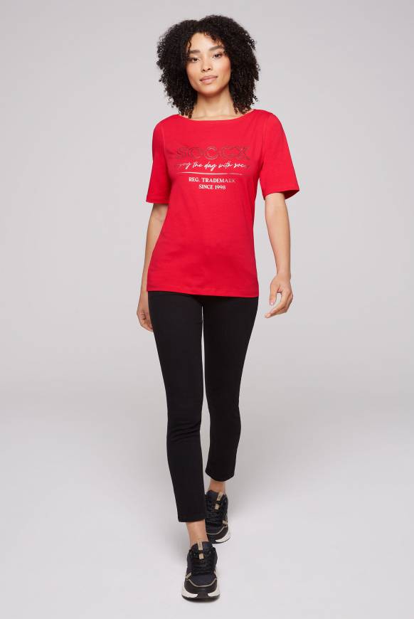 Soccx T-Shirt Mit U-Bootausschnitt Und Print Clear Red