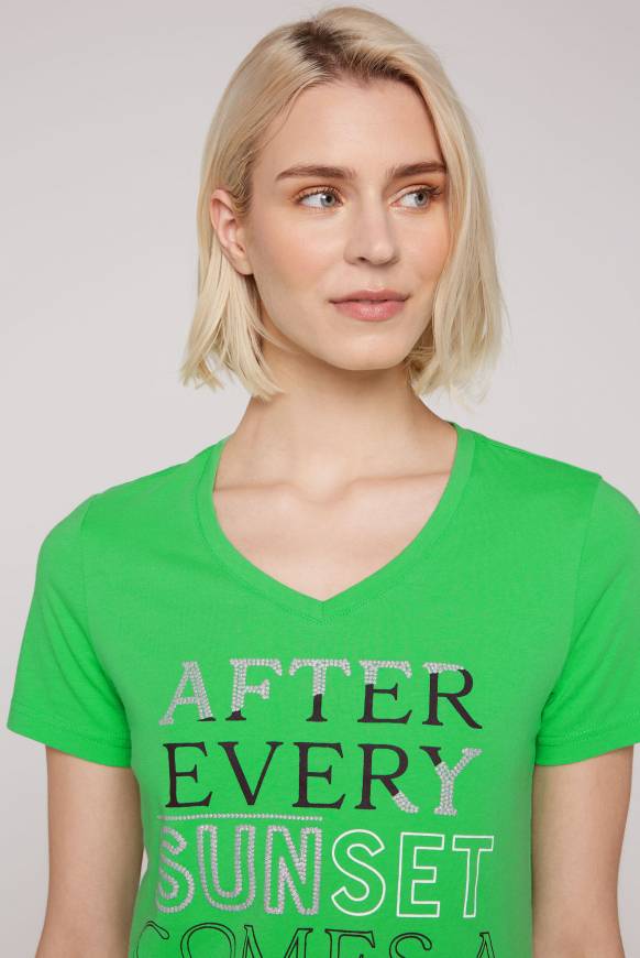 Soccx T-Shirt Mit V-Ausschnitt Und Artwork Bright Kiwi