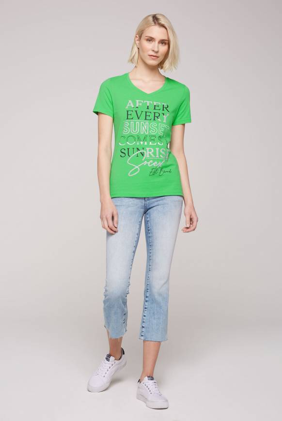 Soccx T-Shirt Mit V-Ausschnitt Und Artwork Bright Kiwi