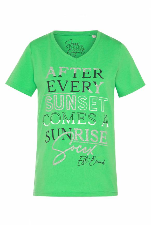 Soccx T-Shirt Mit V-Ausschnitt Und Artwork Bright Kiwi