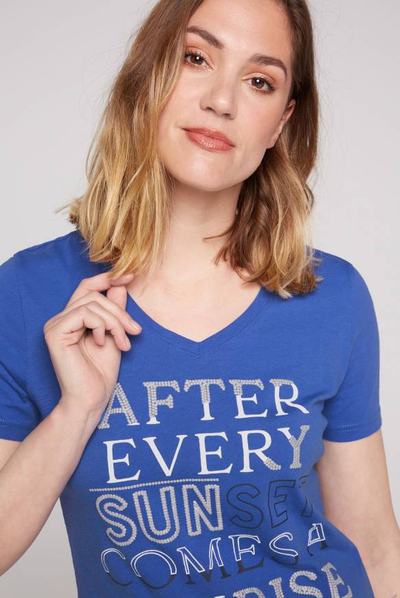 Soccx T-Shirt Mit V-Ausschnitt Und Artwork Heaven Blue