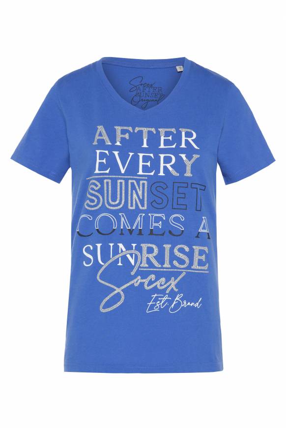 Soccx T-Shirt Mit V-Ausschnitt Und Artwork Heaven Blue