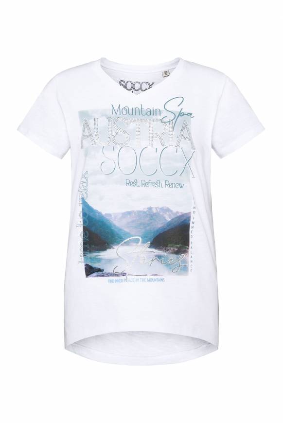 Soccx T-Shirt Mit V-Ausschnitt Und Photoprint Opticwhite