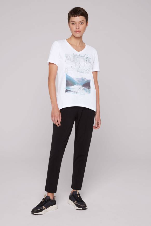 Soccx T-Shirt Mit V-Ausschnitt Und Photoprint Opticwhite